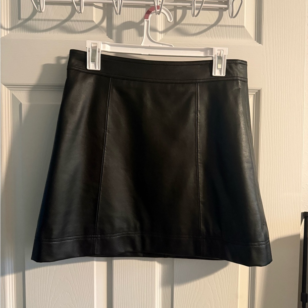 J. Crew Black faux leather a line Mini Skirt